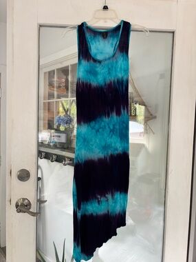 MT Collection Teal and Navy Ombre Tank Dress